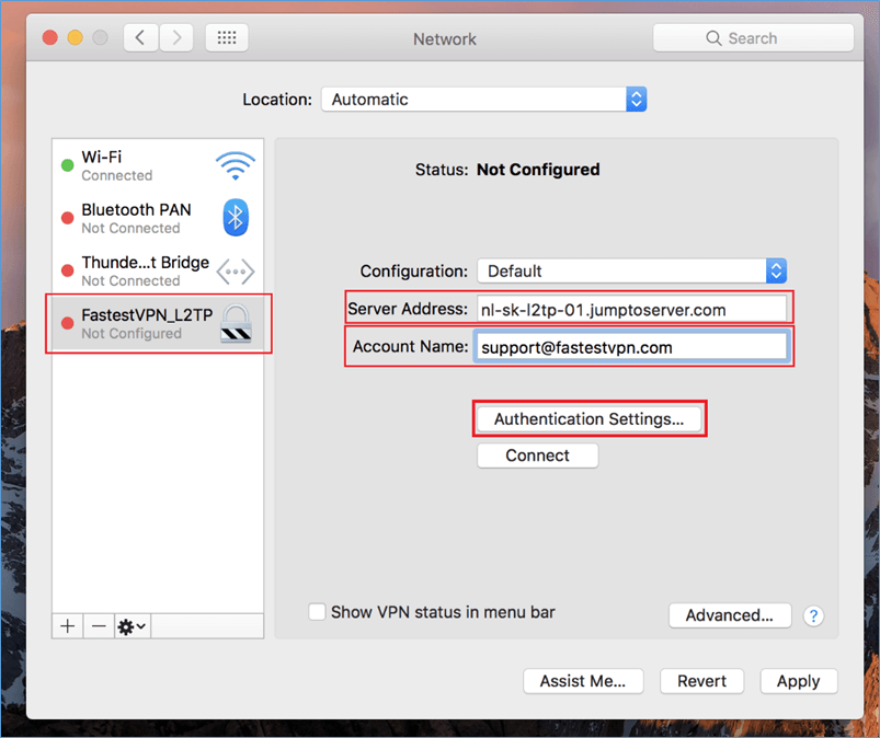 How to Connect FastestVPN using L2TP Protocol on MacOS X