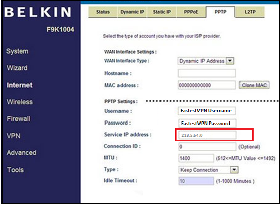 Belkin PPTP VPN Setup