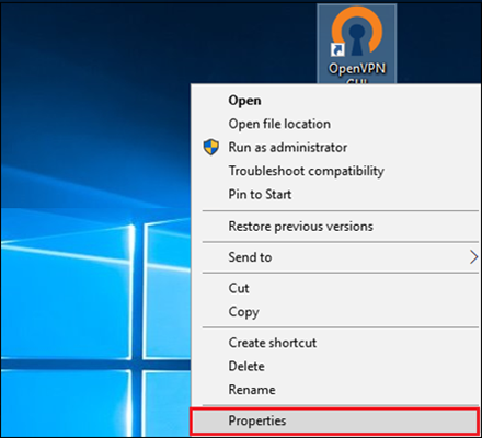 OpenVPN GUI desktop icon properties
