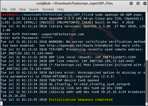 Kali Linux Open VPN TCP UDP