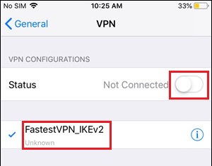 iPhone VPN Settings