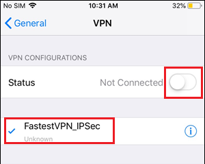 iPhone VPN Settings