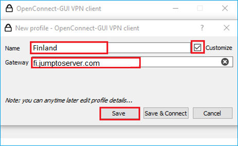OpenConnect GUI Gateway Setting